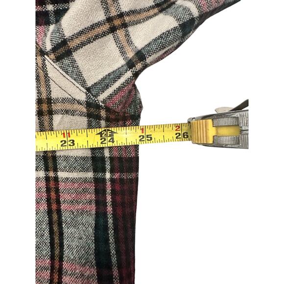 Eddie Bauer Men's Large 100% Wool Vintage 90's Red Green Tan Plaid Outdoor Shirt - Picture 7 of 10